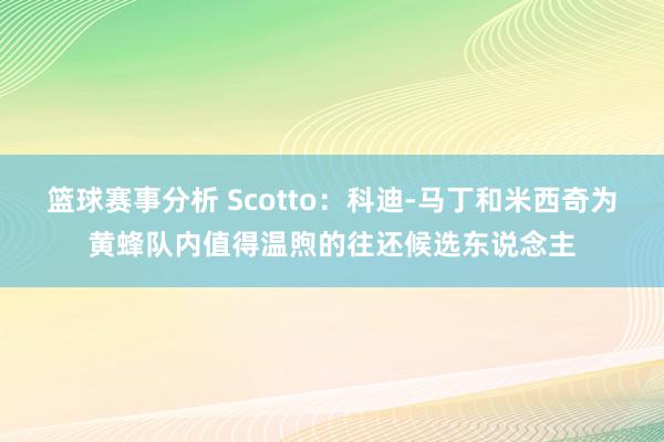 篮球赛事分析 Scotto：科迪-马丁和米西奇为黄蜂队内值得